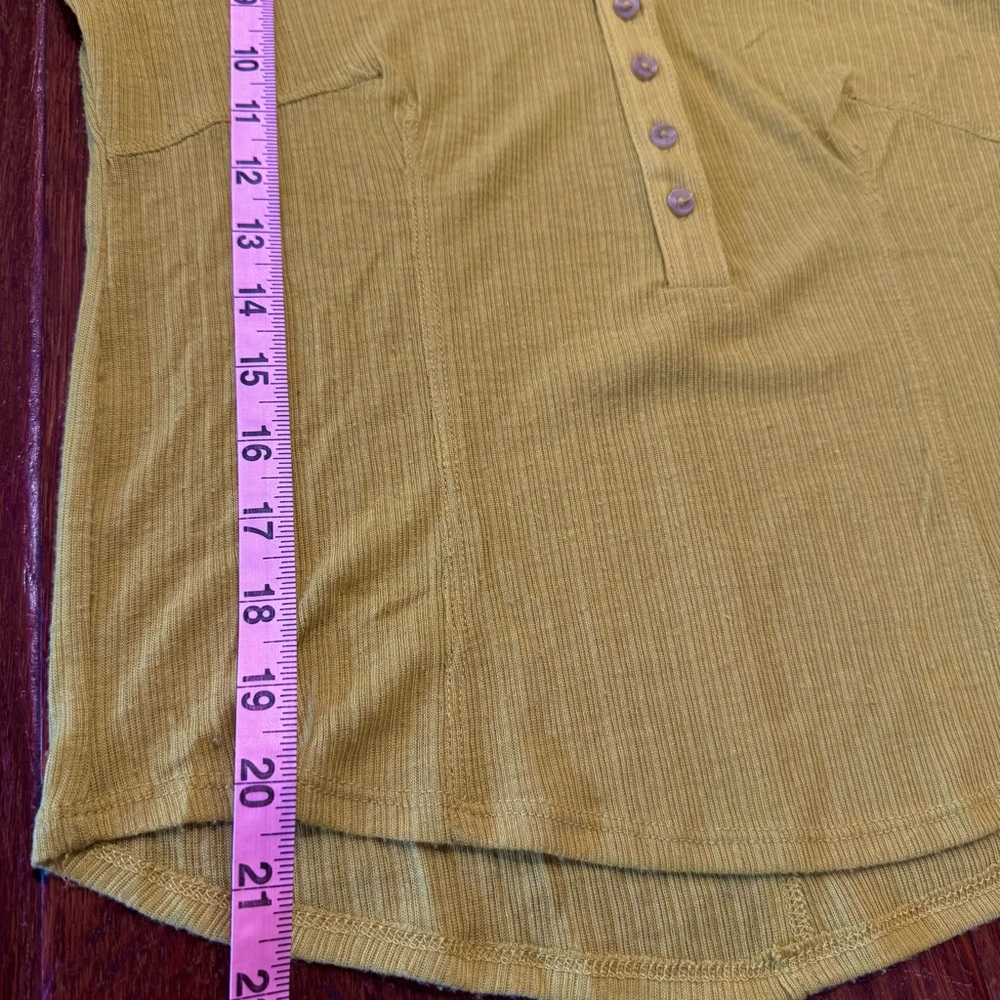 Anthropologie Pilcro Chartreuse Yellow Long Sleeve Henley Top - Picture 8 of 11